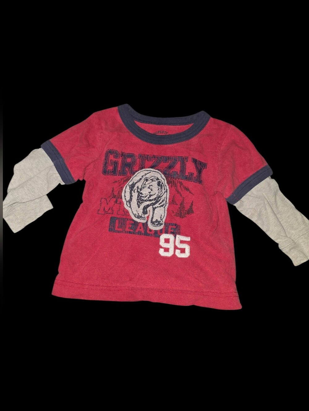 9/8/56. Boys OshKosh B'gosh Red Layered-Look 'Grizzly' Long Sleeve Tee